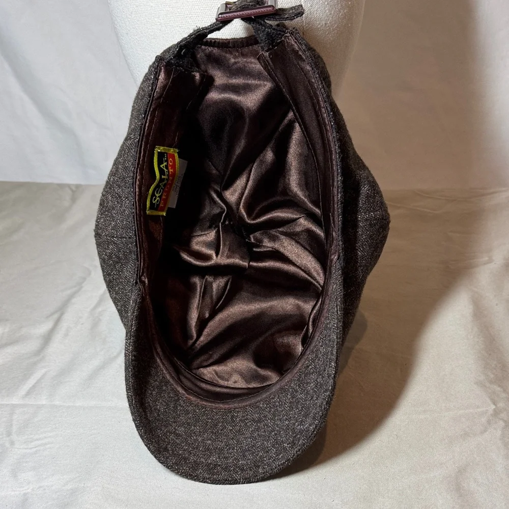 Scala Pronto Brown Tweed Newsboy Cap with Sparkly Brown Band.